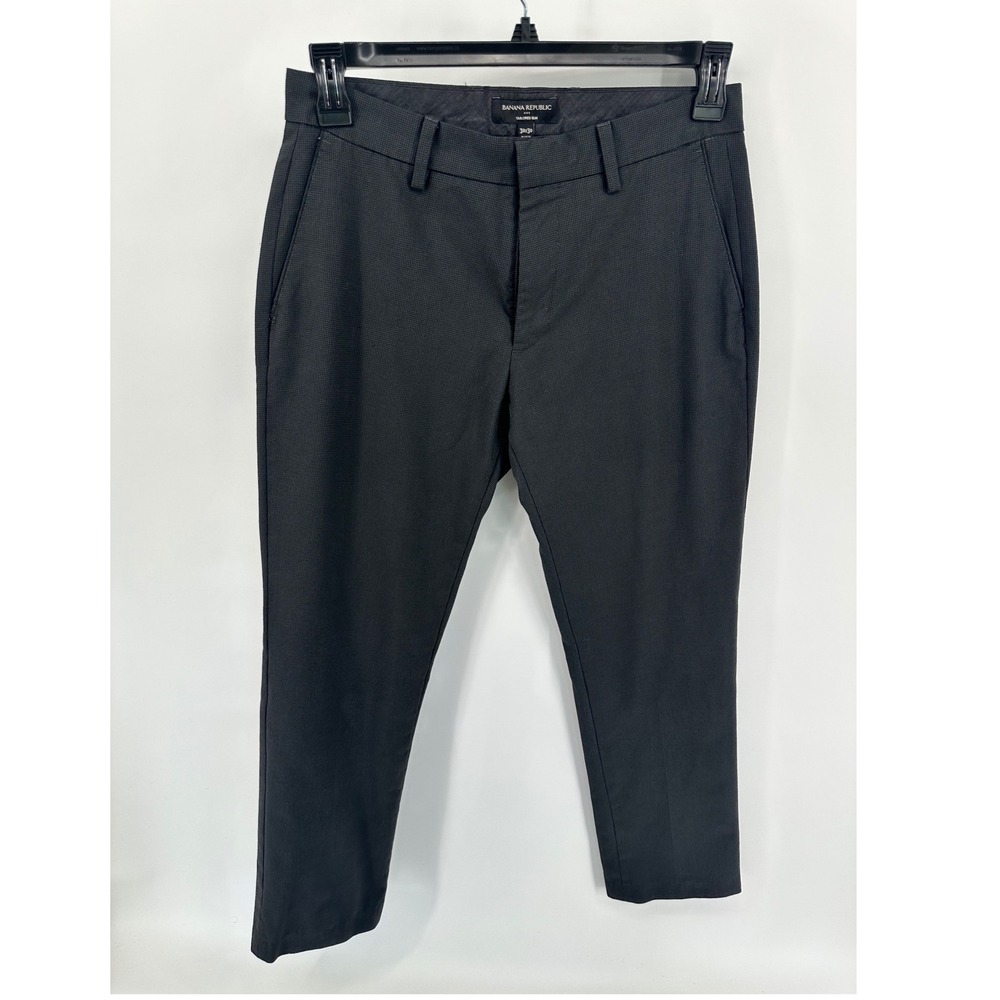 Banana Republic Tailored Slim Dress Pants Charcoal Micro Pattern 30x30 Mens